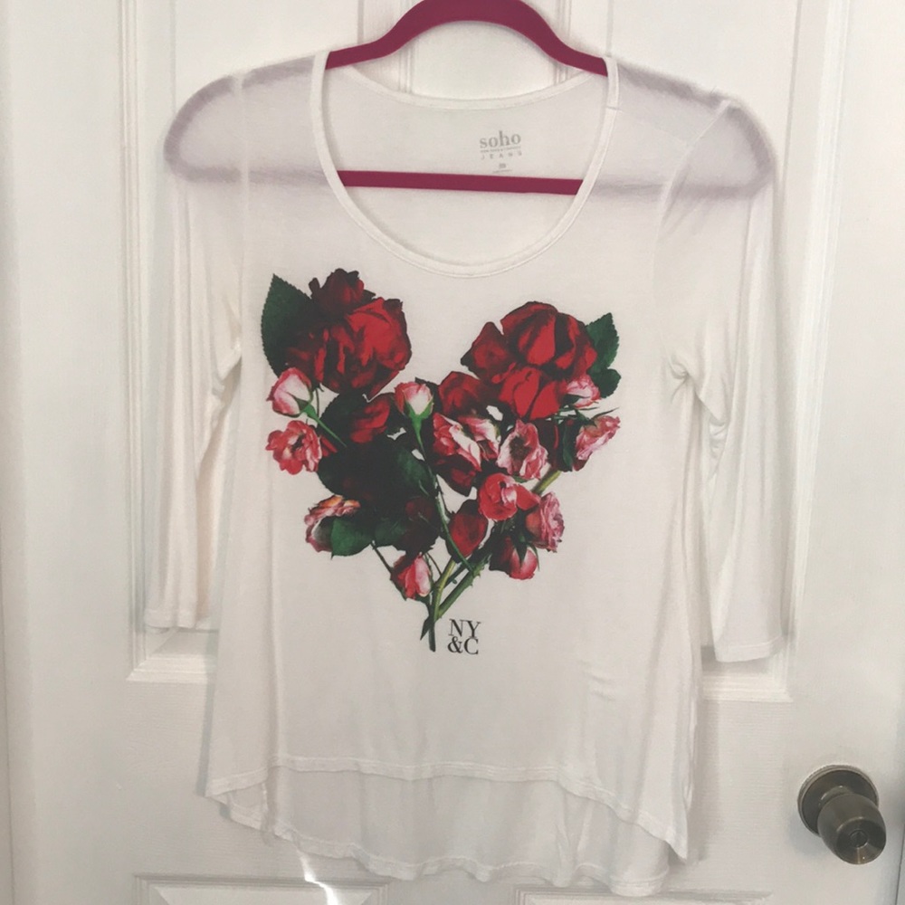 New York & Co White Long Sleeve T-Shirt
